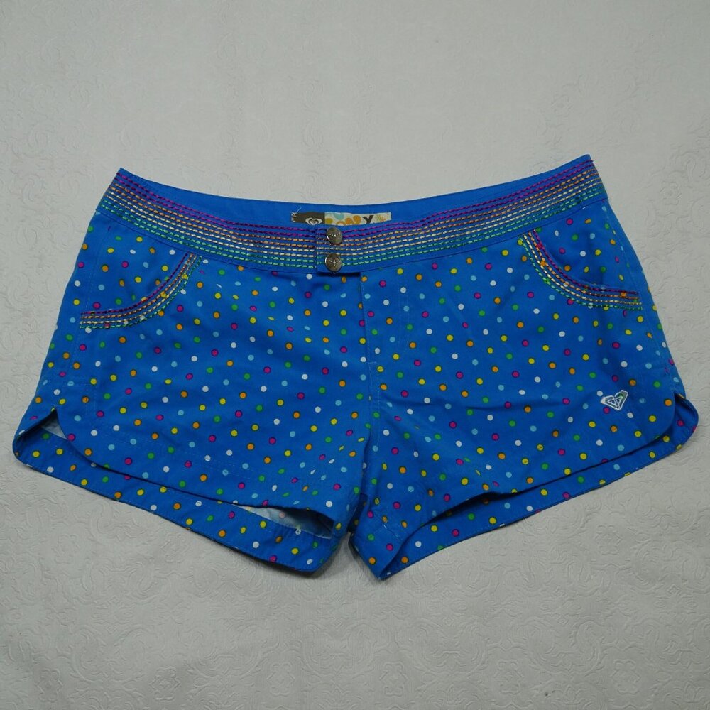 Roxy Junior Size 5 Blue Colorful Polka Dot Swim Y2K Beach Board Shorts